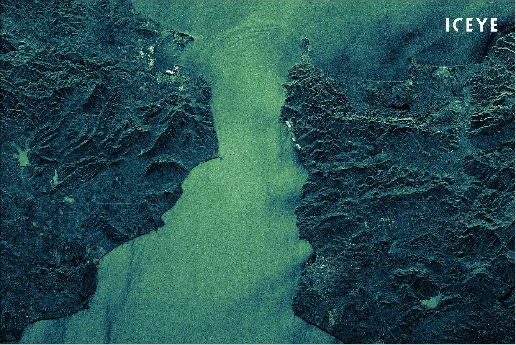 Figure 29: A wide area ICEYE radar satellite image of the Strait of Gibraltar (image credit: ICEYE)