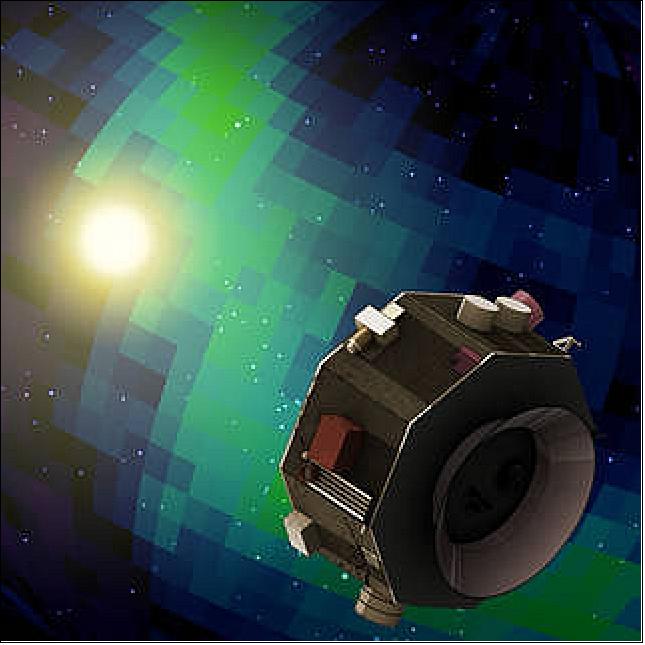 Figure 28: This illustration shows the IMAP (Interstellar Mapping and Acceleration Probe) observing signals from the interaction of the solar wind with the winds of other stars (image credit: NASA)