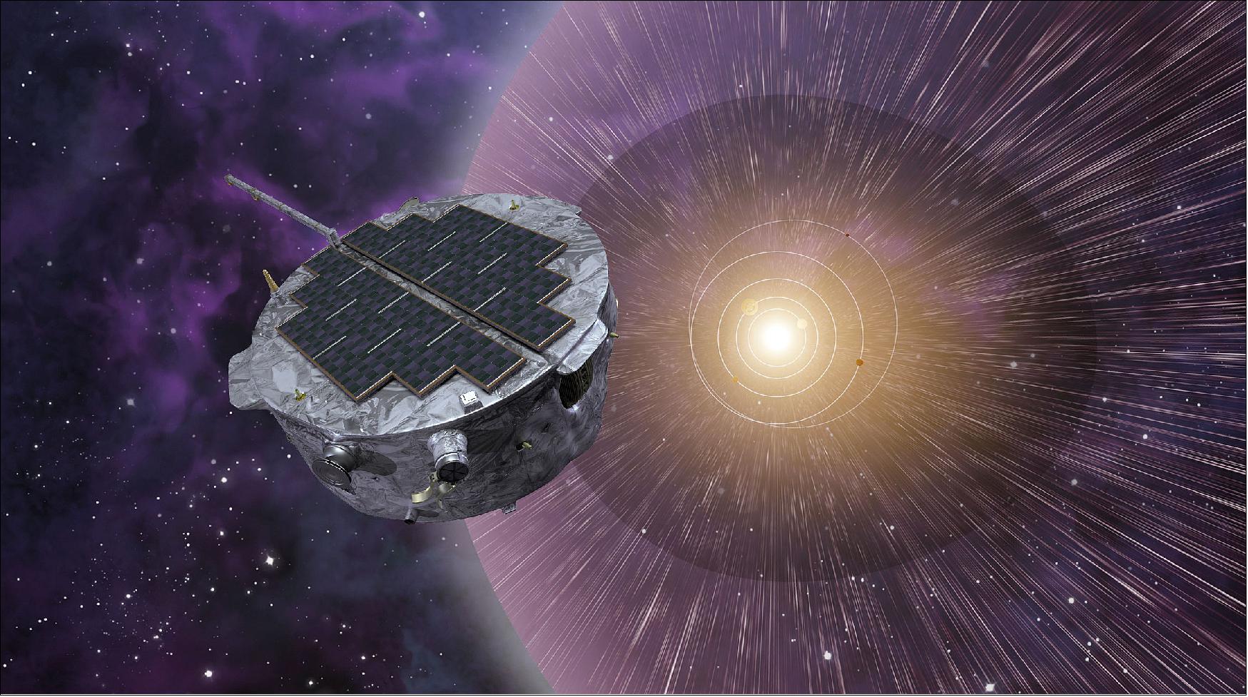 Figure 24: Artist's impression of the Interstellar Mapping and Acceleration Probe (IMAP). The mission will help us better understand the flow of particles from the Sun called the solar wind — and how those particles interact with space within the solar system and beyond (image credit: NASA/Johns Hopkins APL/Princeton University/Steve Gribben)