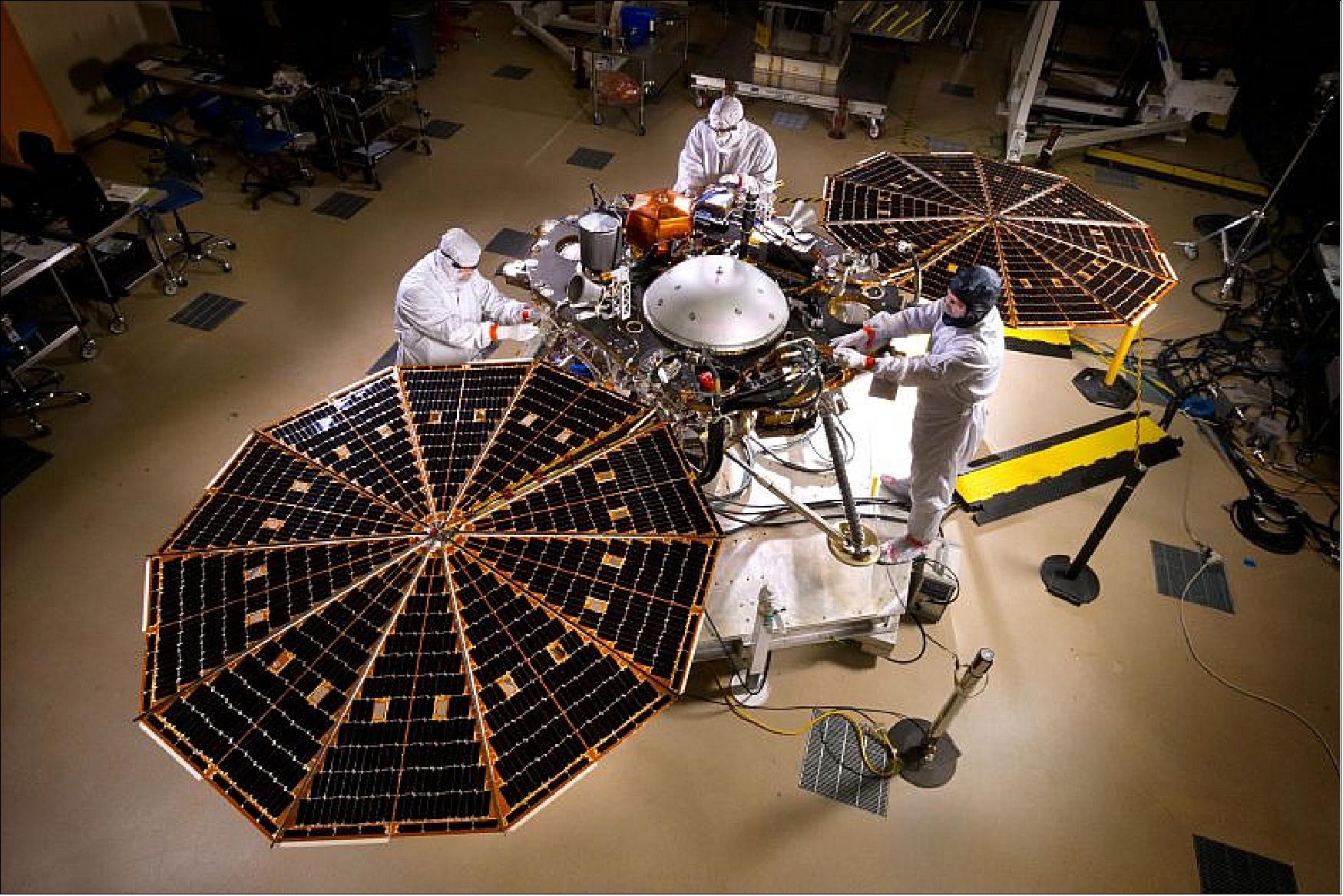 Figure 3: NASA's InSight Mars lander spacecraft in a Lockheed Martin clean room in Littleton, CO (image credit: NASA/JPL-Caltech/Lockheed Martin)
