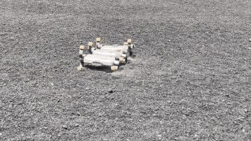 Figure 5: The Karlsruhe Institute of Technology contributed the centipede-like Scout crawler, optimised for tough terrain, which could also serve as a relay between Interact and the lander, boosting its effective area of operations (image credit: ESA)