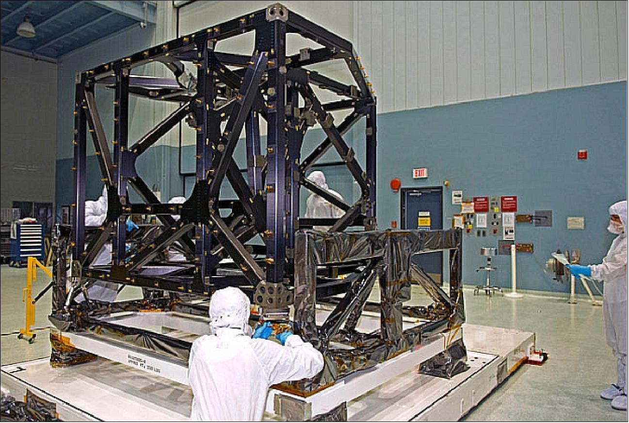Figure 53: NASA engineers check out the unwrapped ISIM structure in a clean room in 2009 (image credit: NASA) 82)
