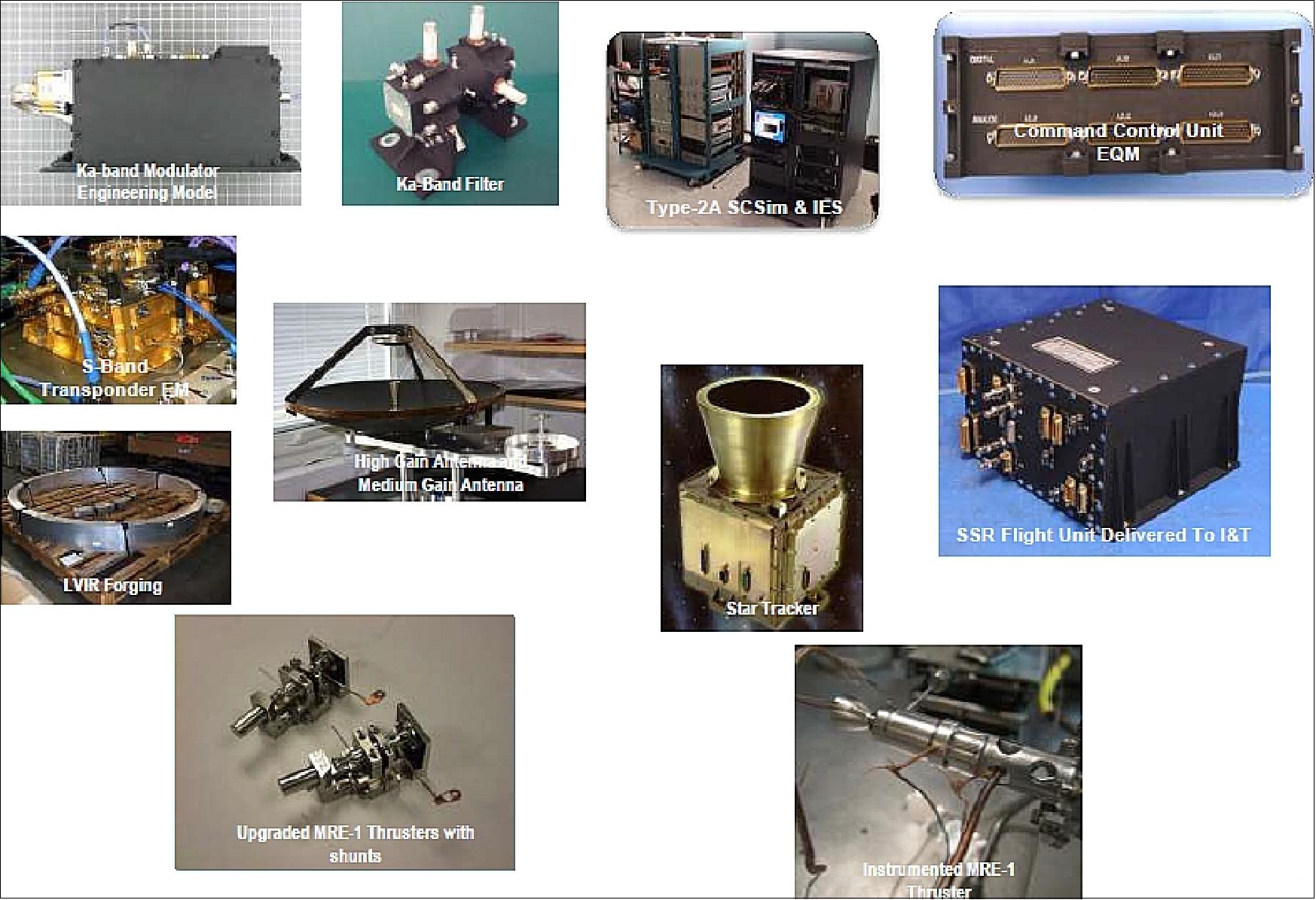 Figure 102: Various FM (Flight Model) and EM (Engineering Model) components of the JWST spacecraft (image credit: NASA, Ref. 80)