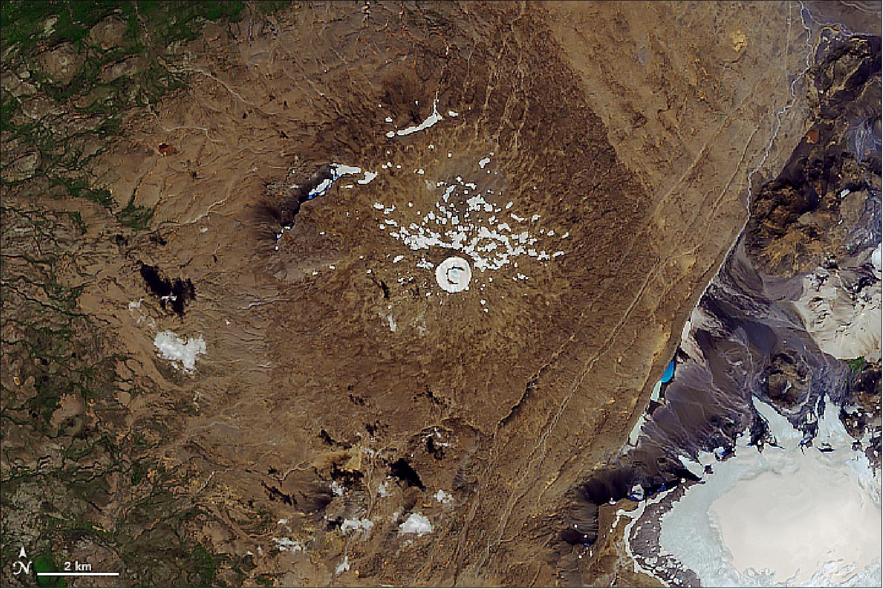 Figure 47: OLI image on Landsat-8 acquired on 1 August 2019 (image credit: NASA Earth Observatory, image by Joshua Stevens, using Landsat data from the U.S. Geological Survey. Story by Kathryn Hansen)