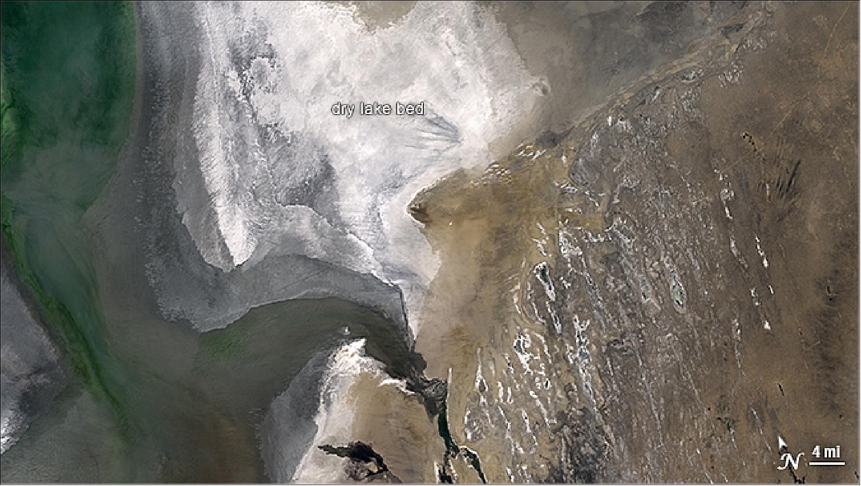 Figure 94: Natural color image of the Aral Sea region observed on March 24, 2013 (image credit: NASA)