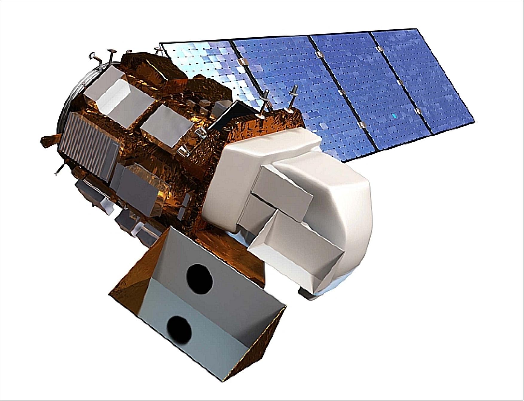 Figure 9: Alternate view of the deployed LDCM spacecraft showing the calibration ports of the instruments TIRS and OLI (image credit: NASA/GSFC)