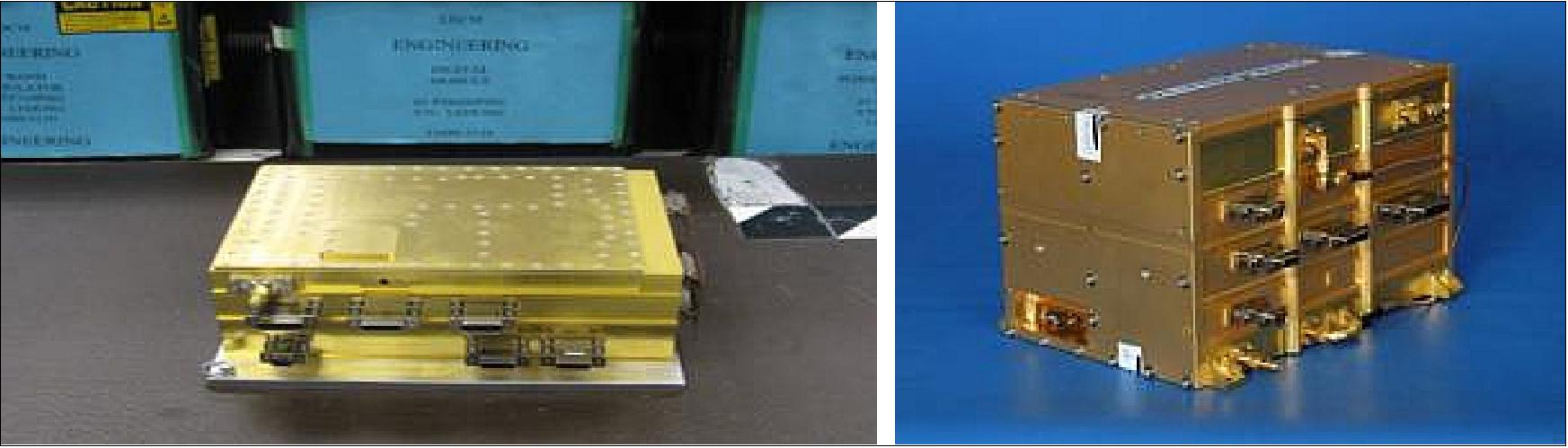 Figure 8: Photo of the EM X-band transponder (left) and AMT S-band transponder (right), image credit: NASA