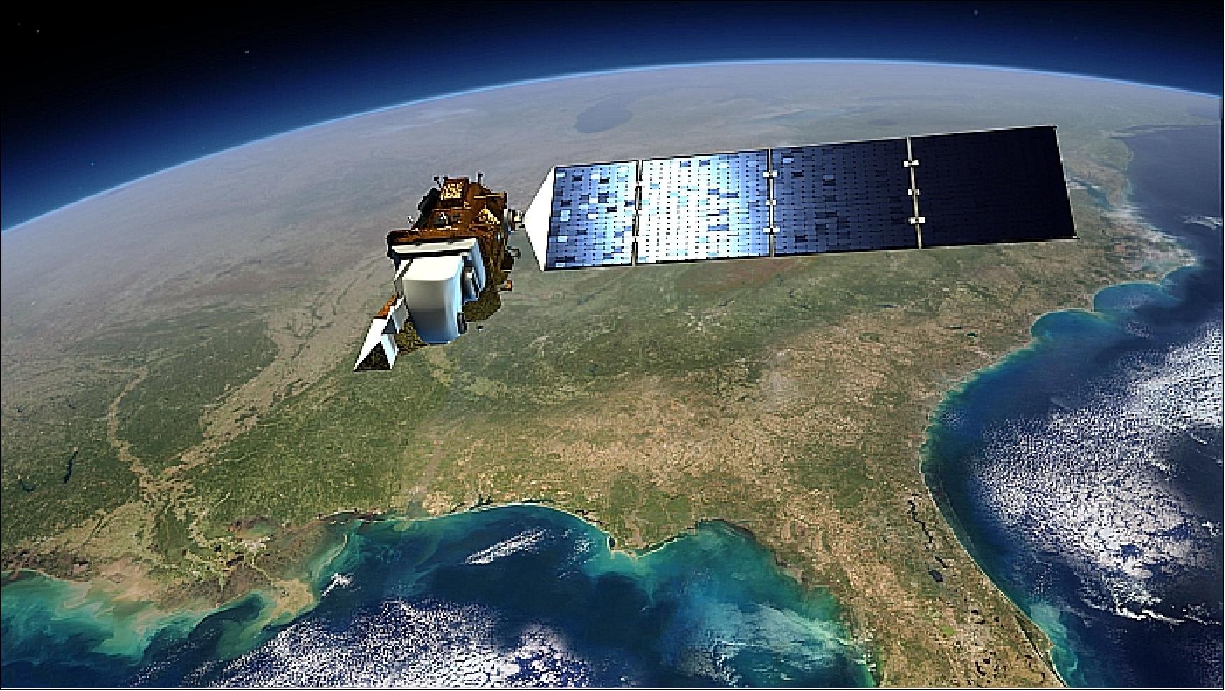 Figure 2: Artist's rendition of the LDCM spacecraft in orbit (image credit: NASA, OSC)