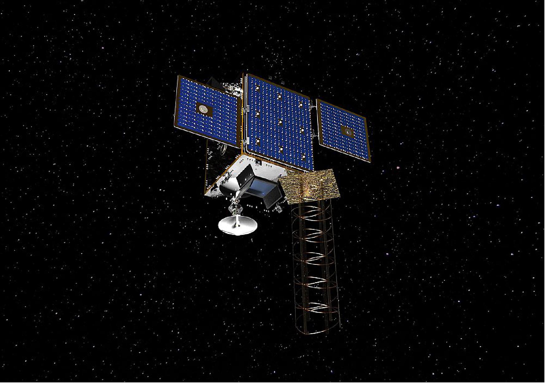 Figure 1: Lunar Pathfinder is a Commercial Lunar Mission Support Service to provide data services via S-band and UHF links to lunar assets, and an X-band link to Earth (image credit: SSTL)