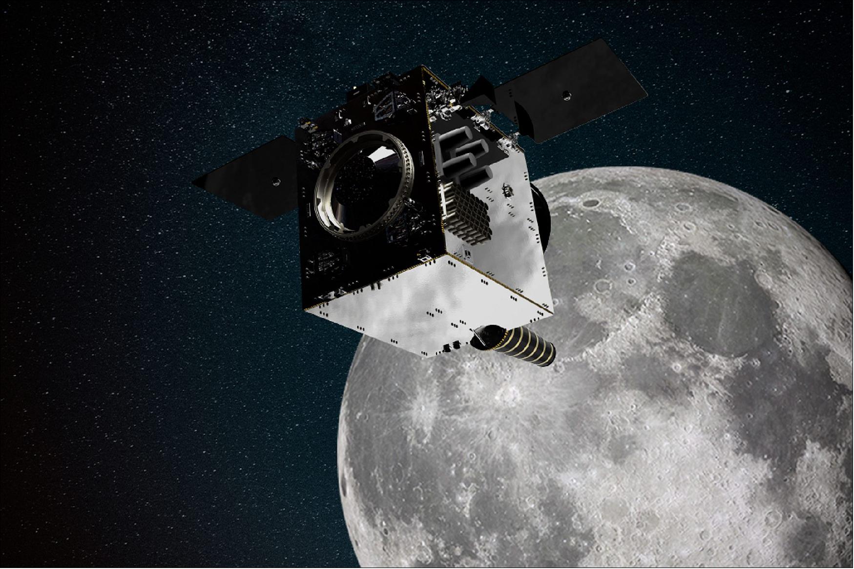 Figure 16: Artist's rendition of SSTL's Lunar Pathfinder satellite that will provide communications services around the Moon (image credit: SSTL)