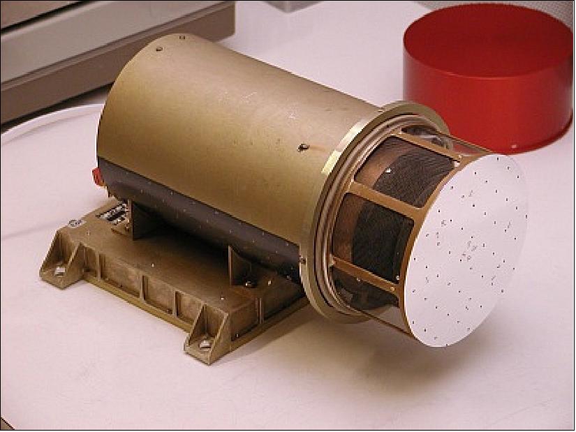 Figure 109: ASPERA-3 Ion Mass Analyzer with red protective cover removed to expose the particle entrance (image credit: Swedish Institute of Space Physics)