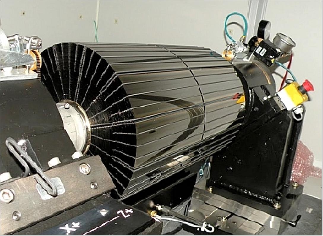 Figure 56: NuSTAR FM0 (Flight Module 0) with 106 layers on assembly machine of Columbia University’s Nevis Laboratory (image credit: NuSTAR collaboration)