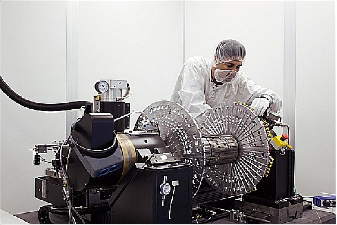 Figure 55: One of NuSTAR's two mirrors, or optics, assembled in a clean room at Columbia University's Nevis Laboratory (image credit: NuSTAR collaboration)