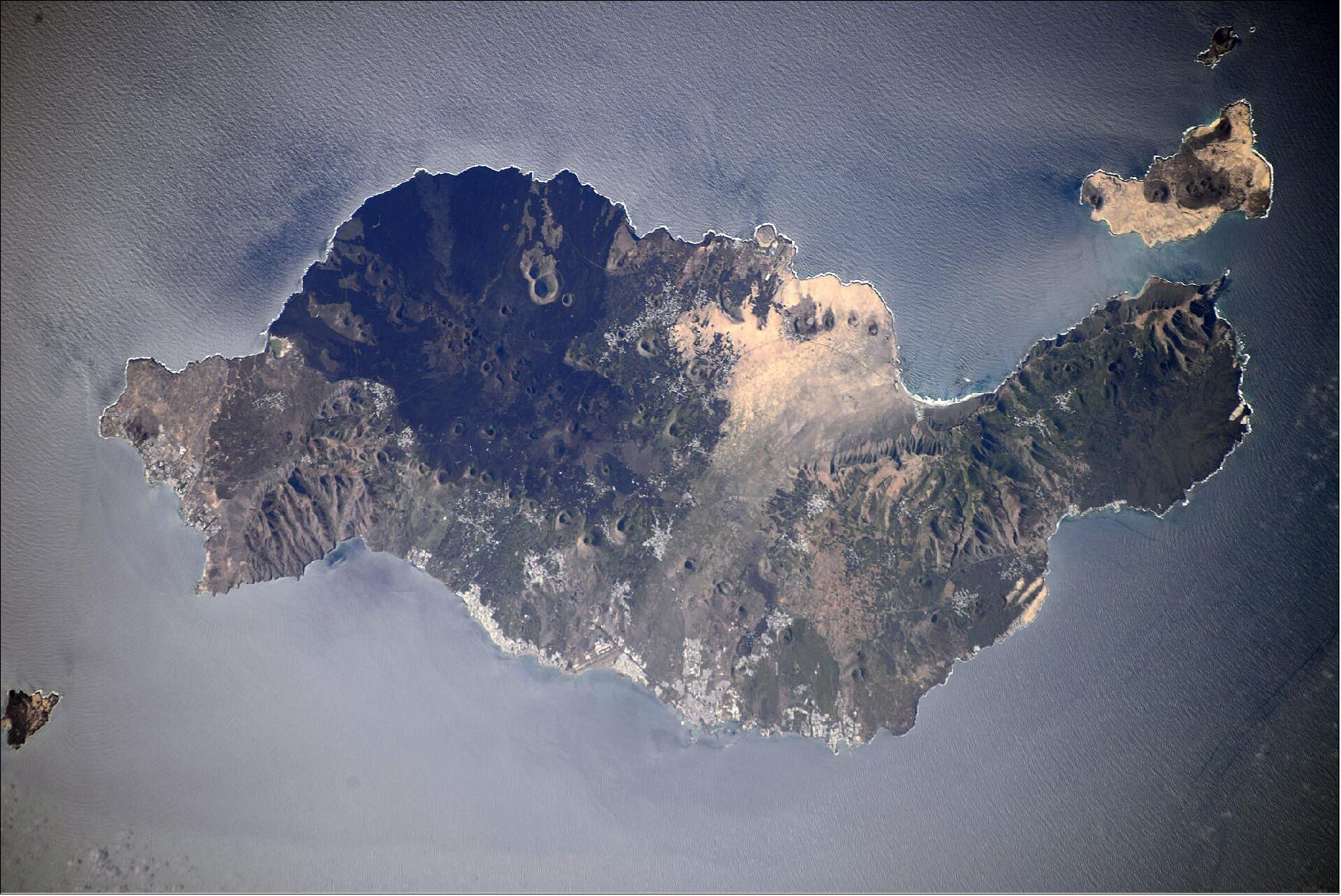 Figure 7: Roscosmos astronaut and former Pangaea trainee Sergei Kud-Sverchkov took this picture of the island of Lanzarote, Spain, from the International Space Station during his spaceflight mission in 2020 (image credit: ESA, A. Romeo)