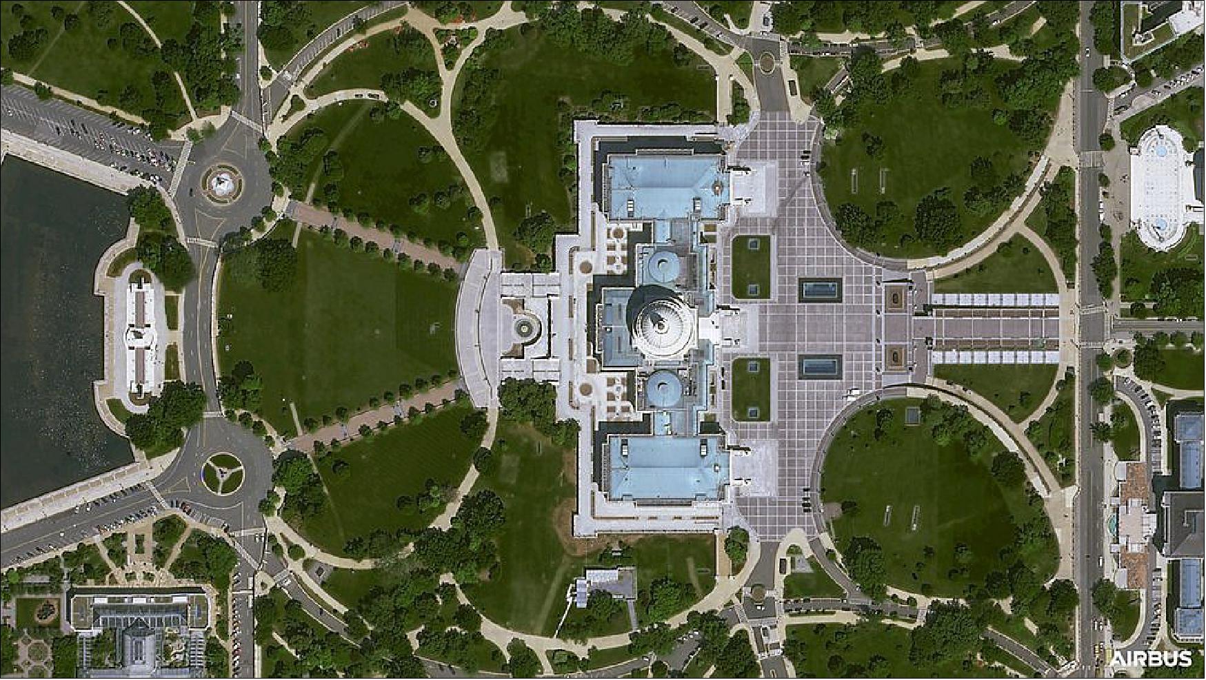 Figure 15: United States Capitol, Washington DC, at 30 cm native resolution by Pleiades Neo 3 satellite (image credit: Airbus)