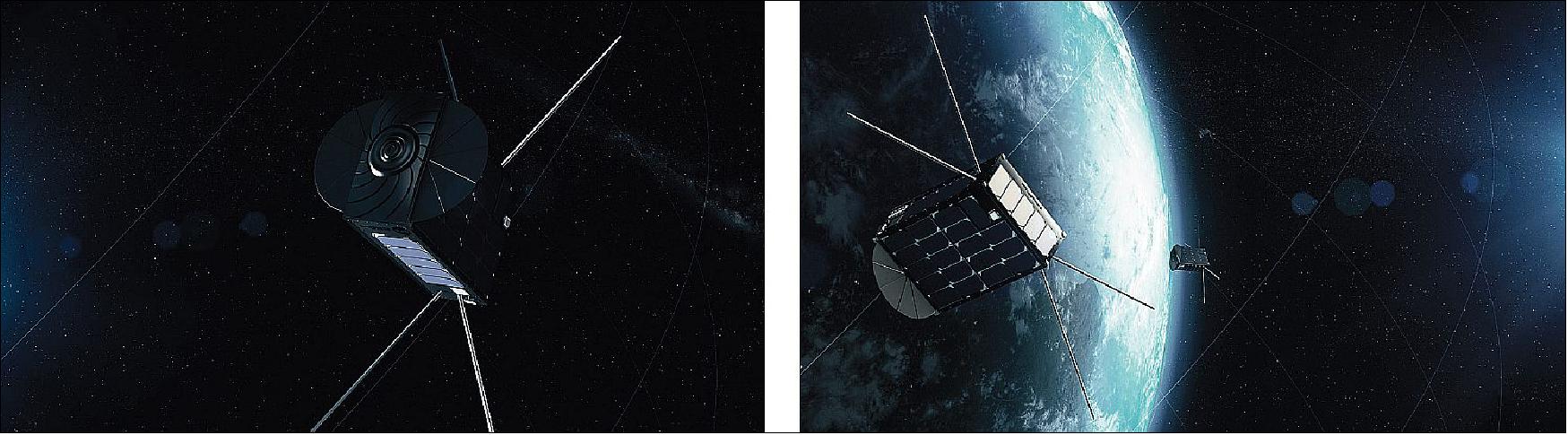 Figure 38: Artist's illustration of the deployed BRO satellites (image credit: Rocket Lab) 60)