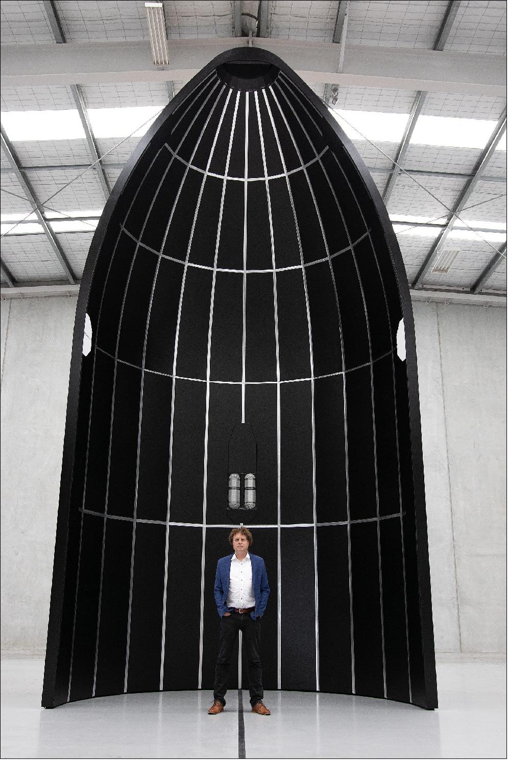 Figure 23: Rocket Lab CEO Peter Beck and Neutron. Neutron will build on Rocket Lab’s proven experience developing the reliable workhorse Electron launch vehicle, the second most frequently launched U.S. rocket annually since 2019. Where Electron provides dedicated access to orbit for small satellites of up to 300 kg (660 lb), Neutron will transform space access for satellite constellations and provide a dependable, high-flight-rate dedicated launch solution for larger commercial and government payloads (photo: Business Wire)