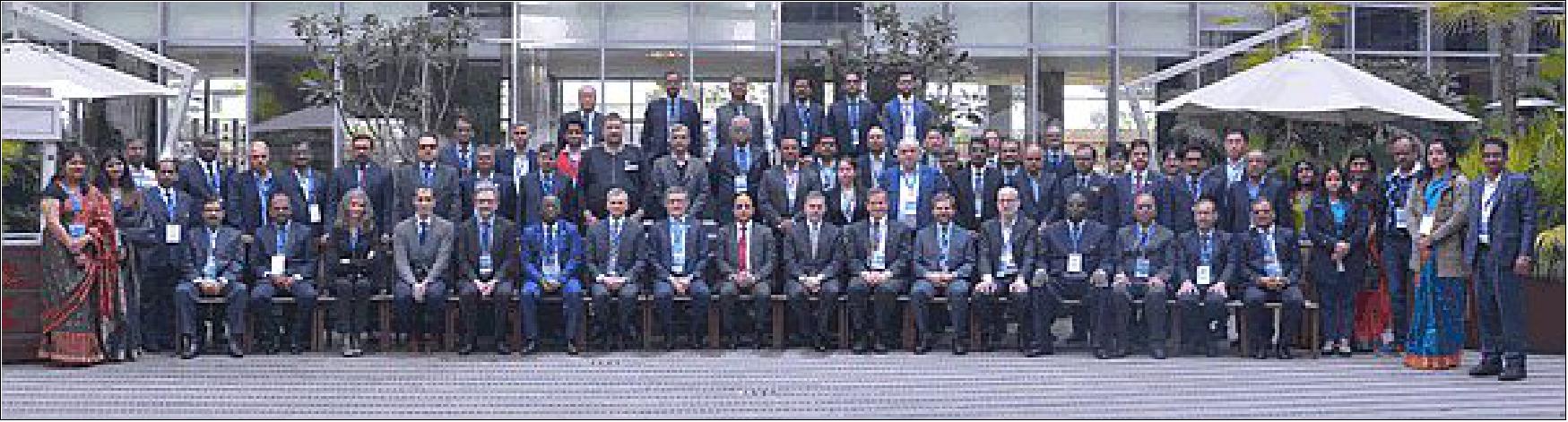 Figure 2: The approximately 50-strong 36th Satellite-based Augmentation Systems Interoperability Working Group (SBAS IWG) at Delhi in February 2020, hosted by the Airport Authority of India (photo credit: ESA)