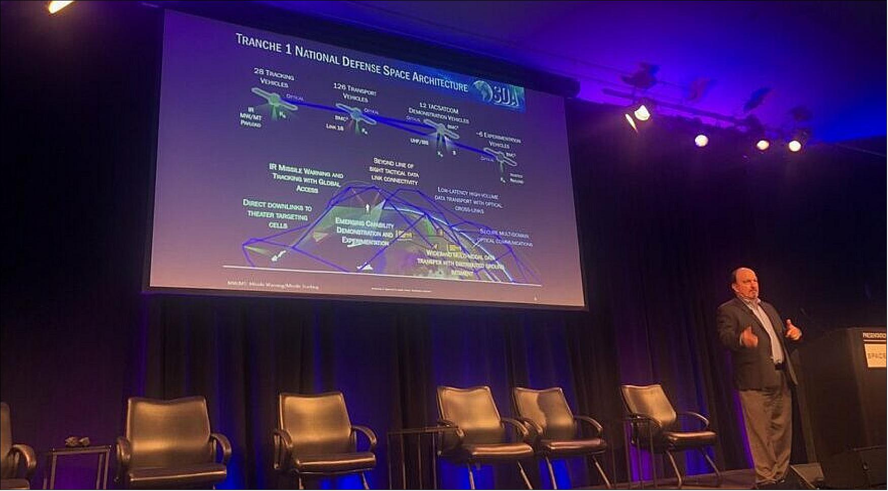 Figure 11: Frank Turner, Space Development Agency technical director, discussed plans to acquire satellites and data at the 2022 SmallSat Symposium in Mountain View, California (image credit: SpaceNews/Debra Werner)