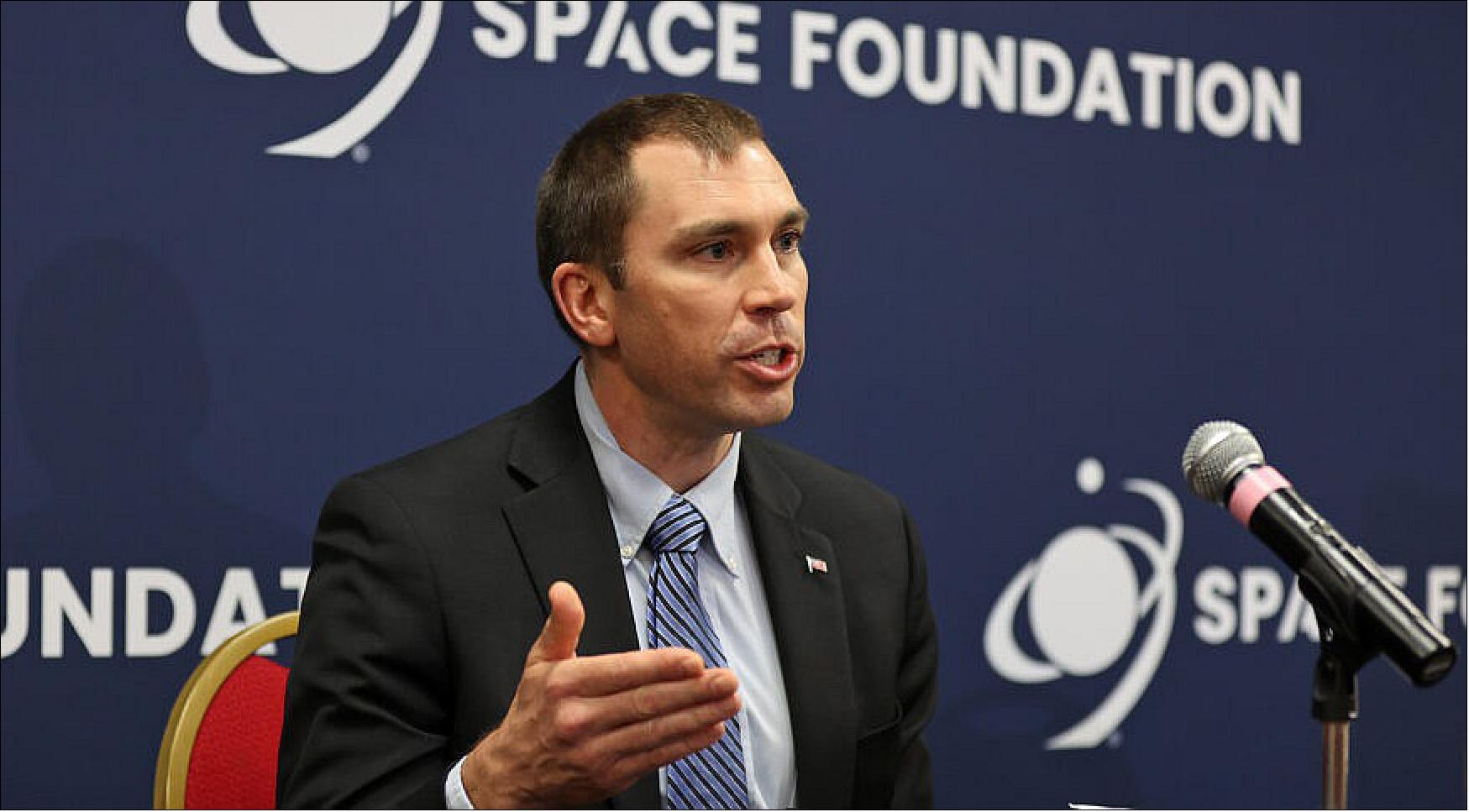 Figure 8: Space Development Agency director Derek Tournear speaks with reporters April 5, 2022, at the Space Symposium in Colorado Springs (photo credit: Tom Kimmell Photography)