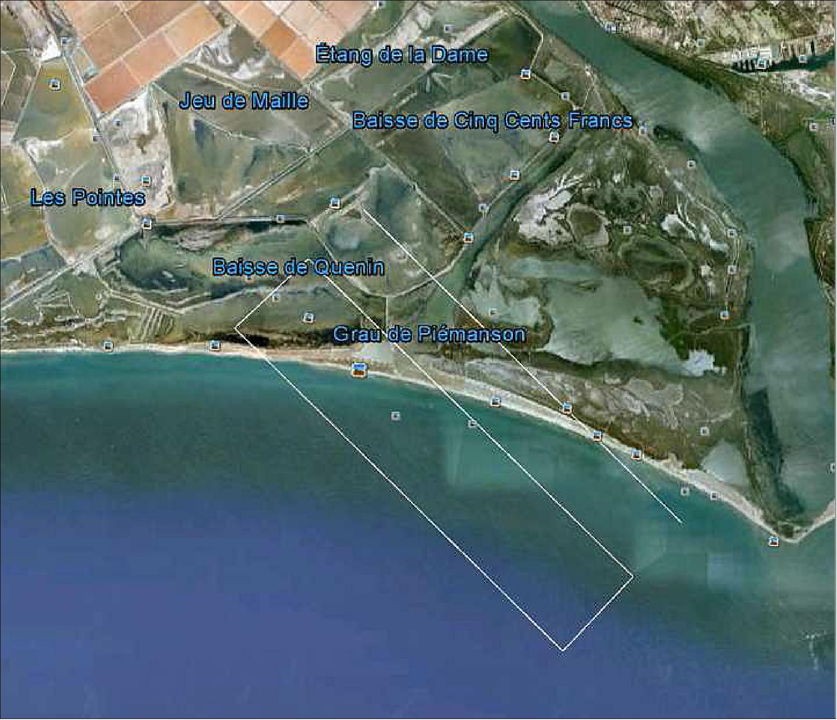Figure 61: Piemanson area of interest. Area dedicated to coastal measurements (image credit: ONERA)