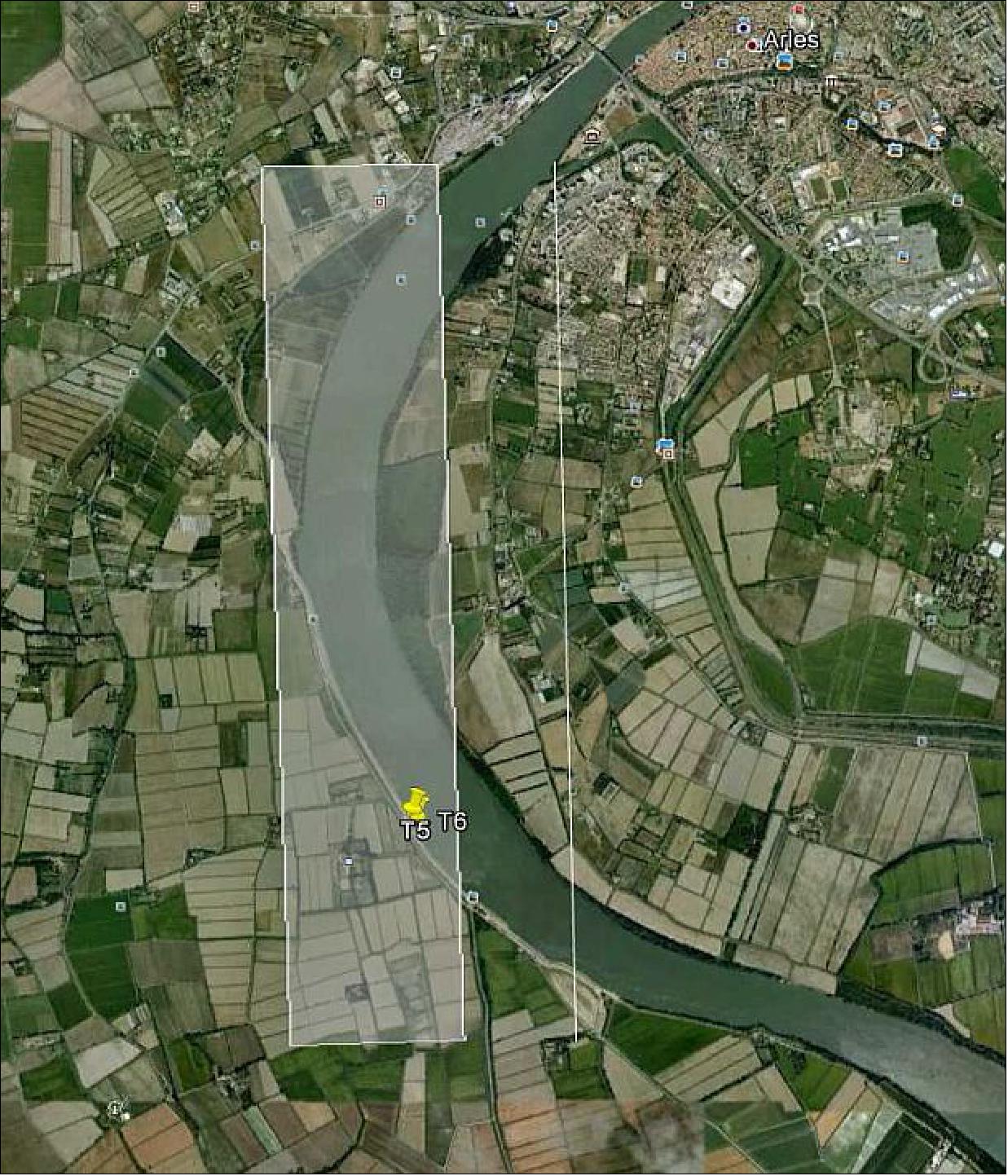 Figure 60: Rhône area of interest. Area dedicated to River measurements (image credit: ONERA)