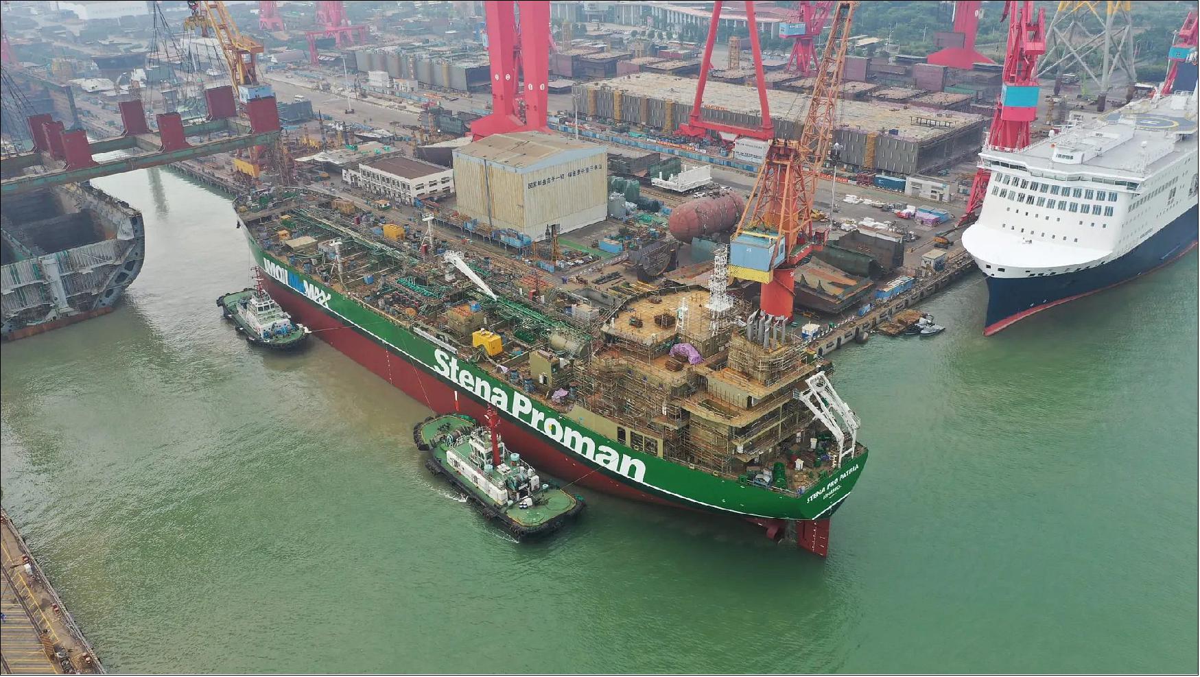 Figure 127: Stena Pro Patria launching from Guangzhou Shipyard in China (image credit: Proman Stena)