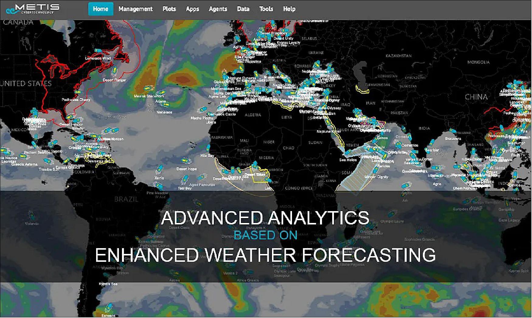 Figure 118: The collaboration with Spire gives METIS complete global coverage of weather conditions with no blind spots, allowing METIS analytics to take account of all weather-related eventualities (image credit: VPO)