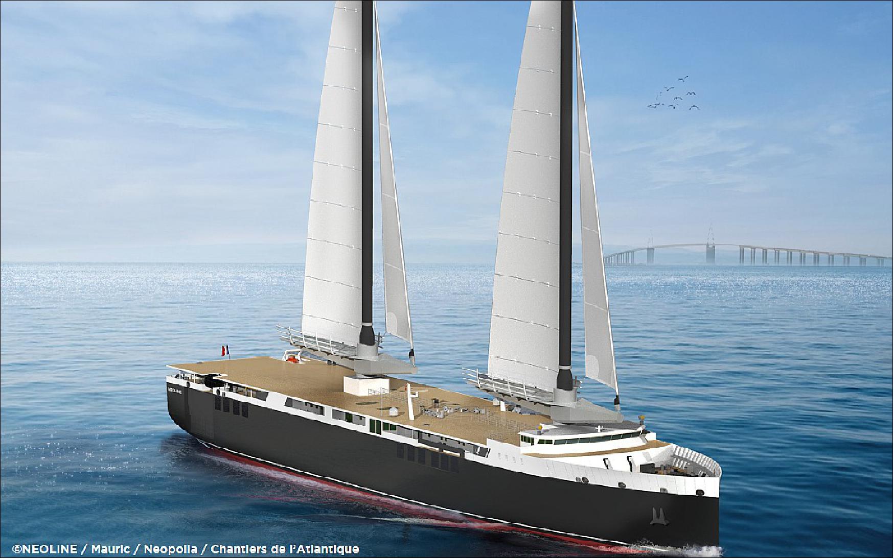 Figure 36: Shipping company Neoline is to equip its latest vessel, a 136-meter wind-powered merchant ship, with a Solid Sail solution from Chantiers de l’Atlantique to slash fuel consumption (image credit: Neoline)