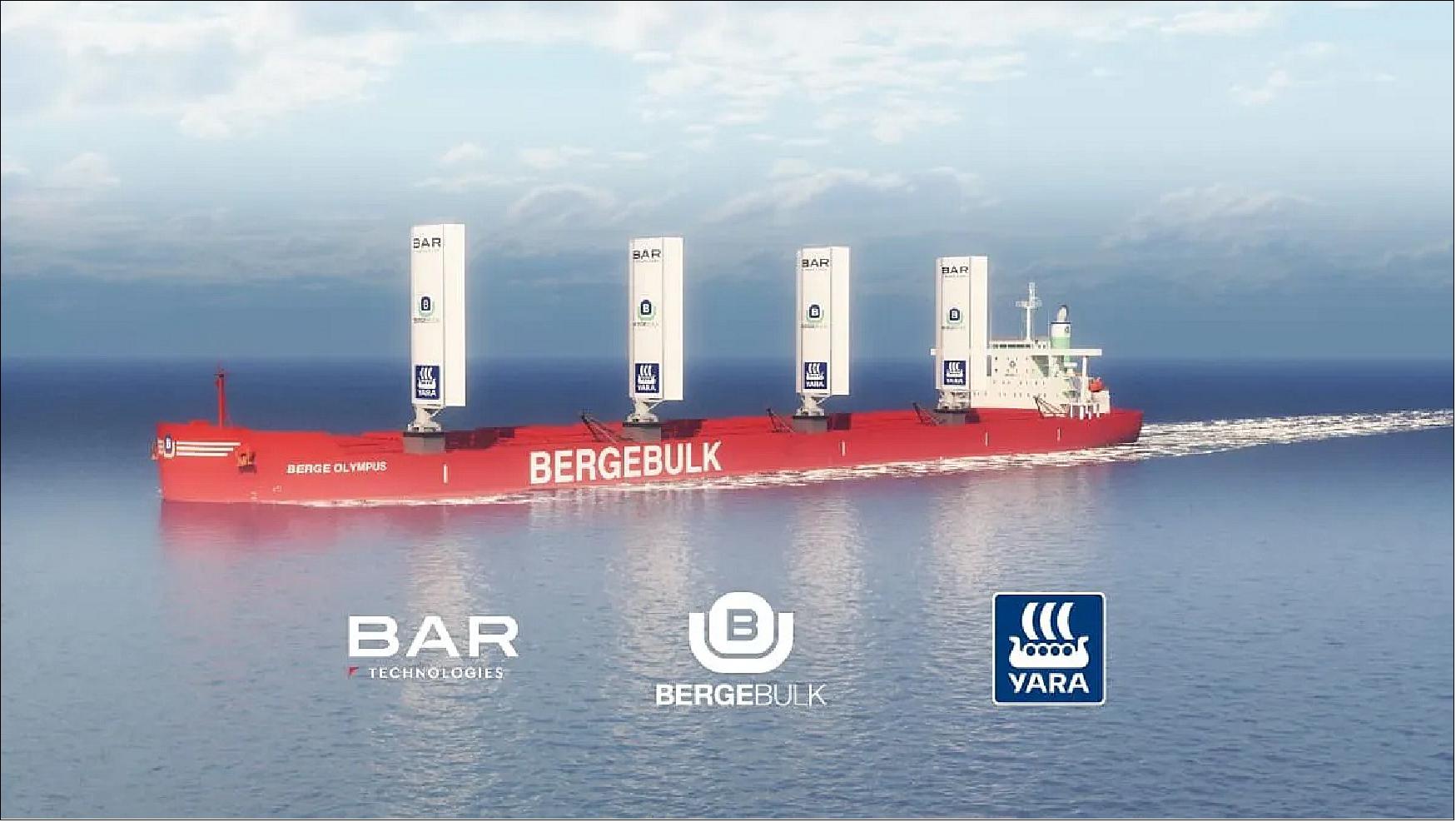 Figure 13: Berge Olympus will be equipped with four BAR Tech WindWings by Yara Marine (image credit: Berge Bulk)