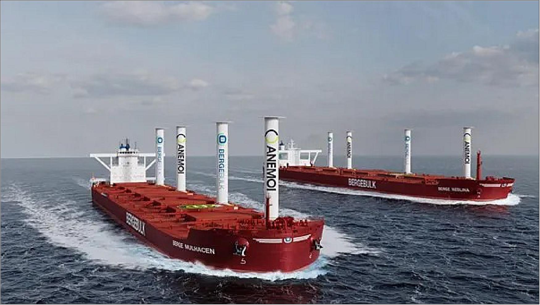 Figure 6: Singapore-based dry bulk owner Berge Bulk has signed agreements with Anemoi Marine Technologies to supply and fit two vessels in its dry bulk fleet with Anemoi Rotor Sails (image credit: Berge Bulk)