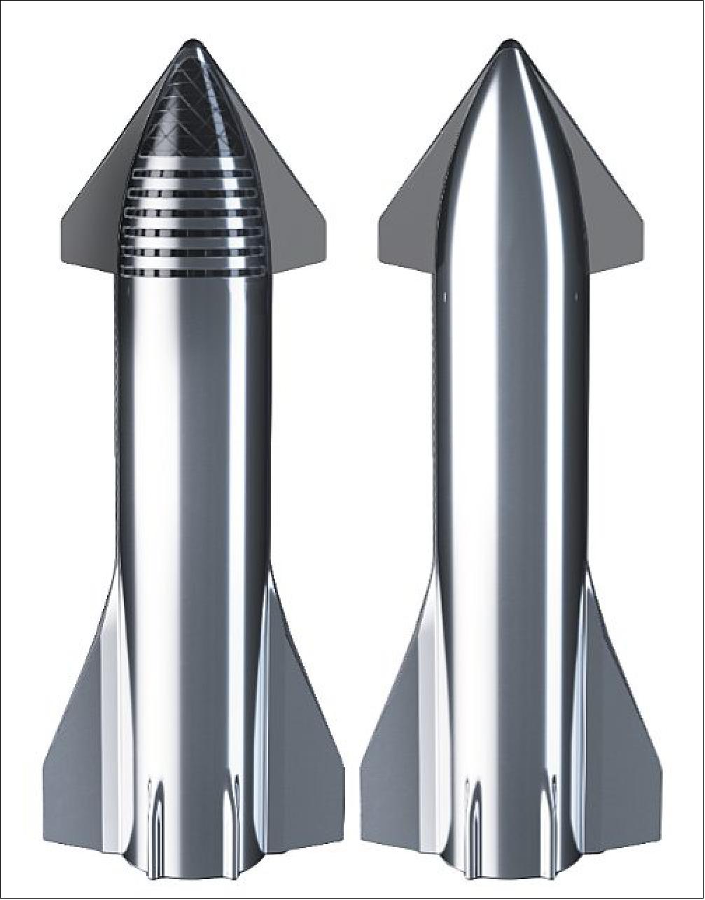 Figure 2: Starship crew (left) and uncrewed (right) configurations (image credit: SpaceX)