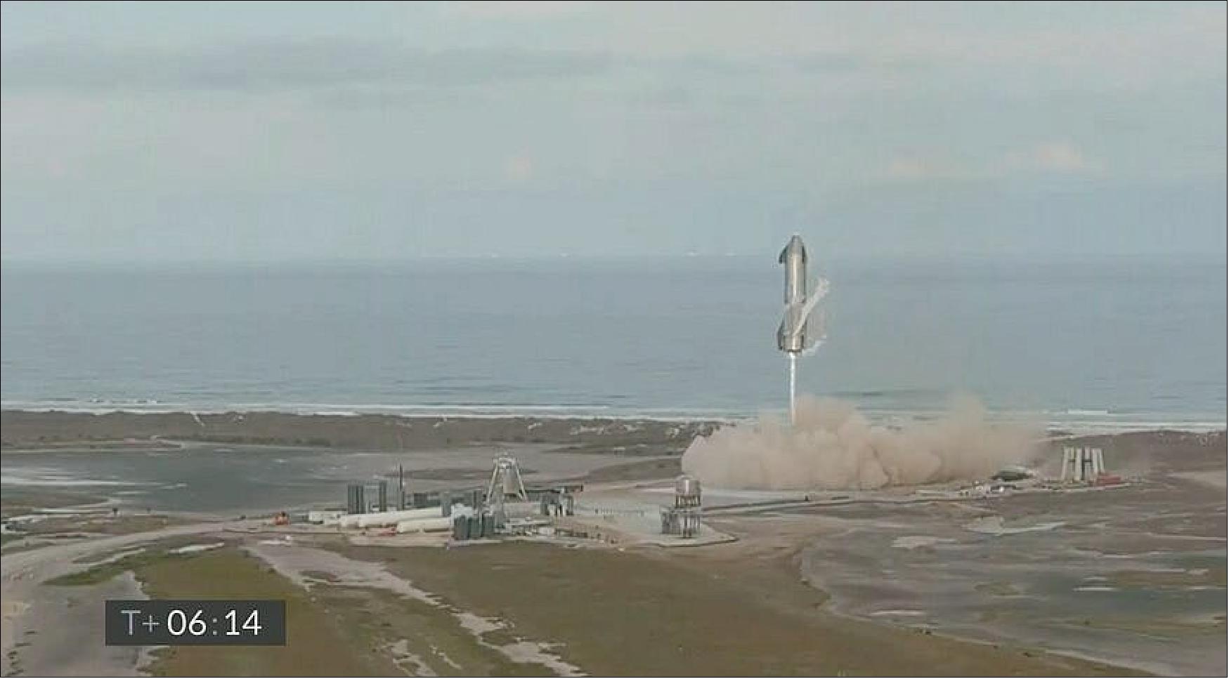 Figure 23: SpaceX's Starship SN10 prototype prepares to land after a flight to 10 km. The vehicle landed intact, only to explode minutes later (image credit: SpaceX)