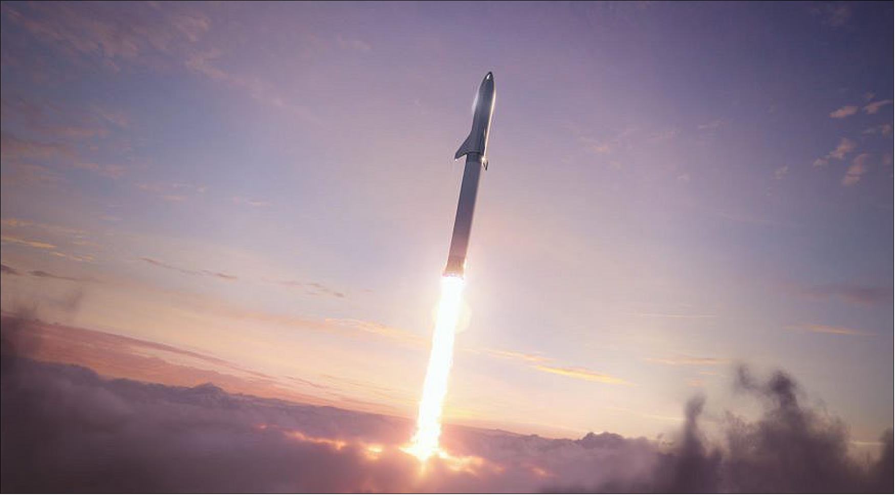 Figure 20: According to a SpaceX application to the FCC, the first orbital test flight of the Starship/Super Heavy system will involve a booster landing in the Gulf of Mexico and a Starship landing in the ocean near Hawaii, to mitigate the risk of a vehicle breakup during reentry (image credit: SpaceX)