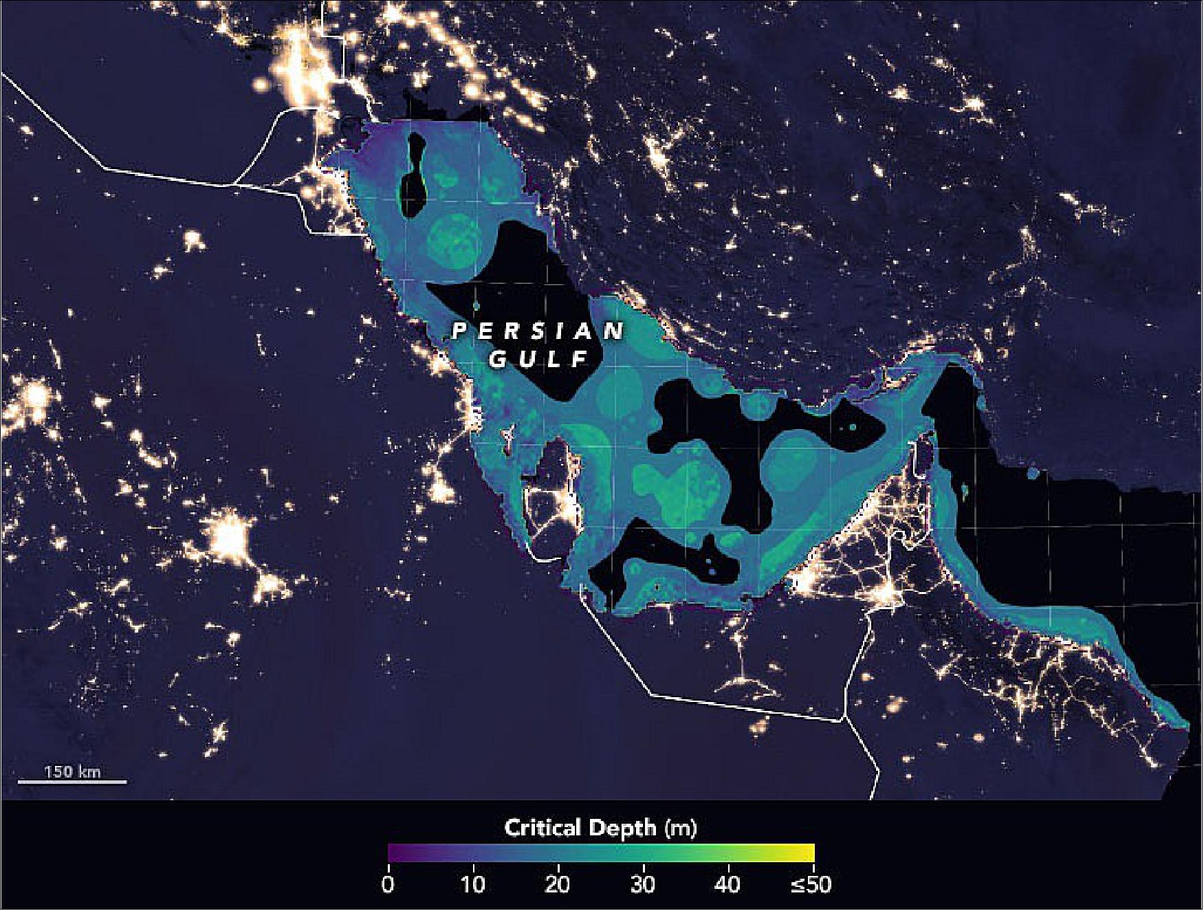 Figure 19: A new global atlas extends measurements of nighttime lights to the sea, revealing marine ecosystems affected by light pollution (image credit: NASA Earth Observatory)