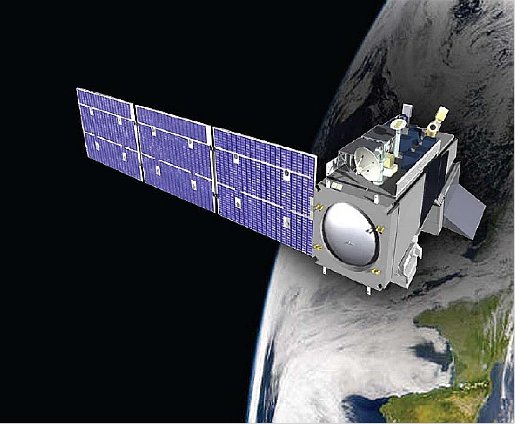 Figure 3: Artist's rendition of the deployed Suomi NPP spacecraft (image credit: BATC)