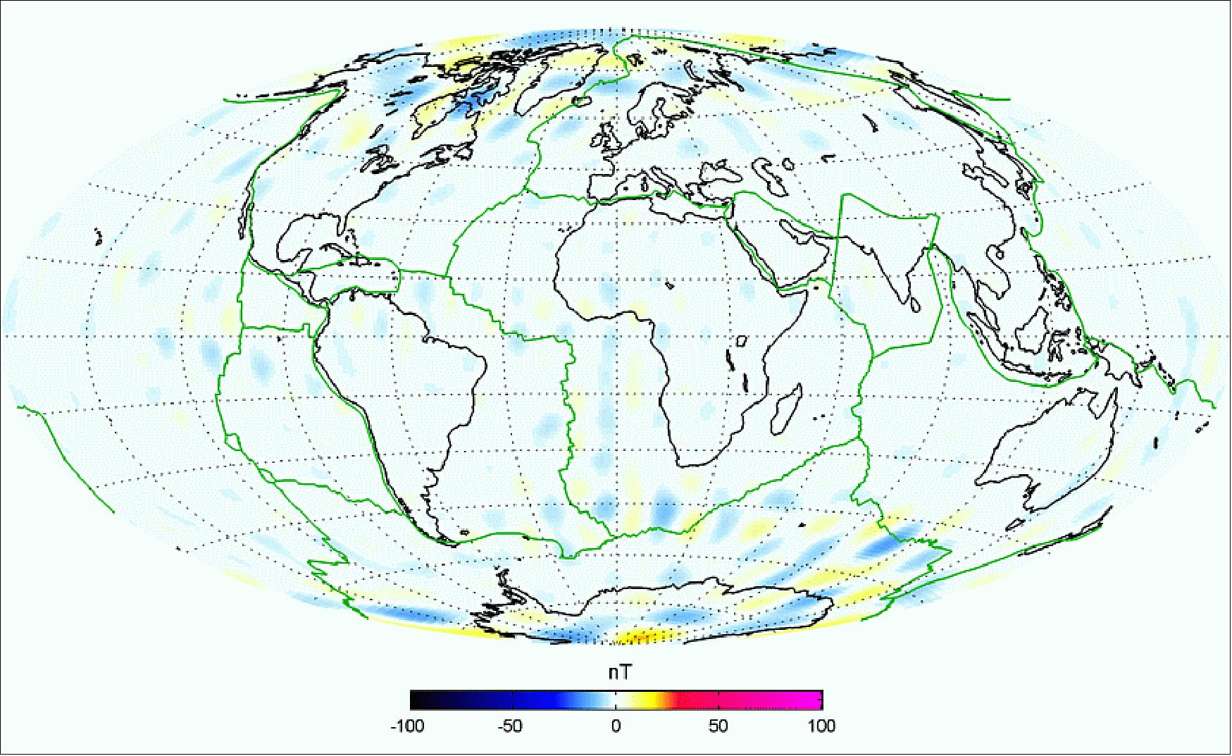 Figure 110: Swarm magnetic field compared to model (image credit: ESA, DTU Space–N. Olsen, Ref. 128)