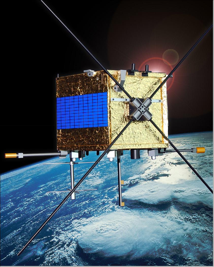 Figure 89: Canada’s Cassiope satellite carries e-POP, which consists of eight instruments to provide information on Earth’s ionosphere, thermosphere and magnetosphere for a better understanding of space weather. Under a new agreement signed in February 2018, e-POP joins ESA’s magnetic field Swarm mission as a fourth element (image credit: Canadian Space Agency, 2018)