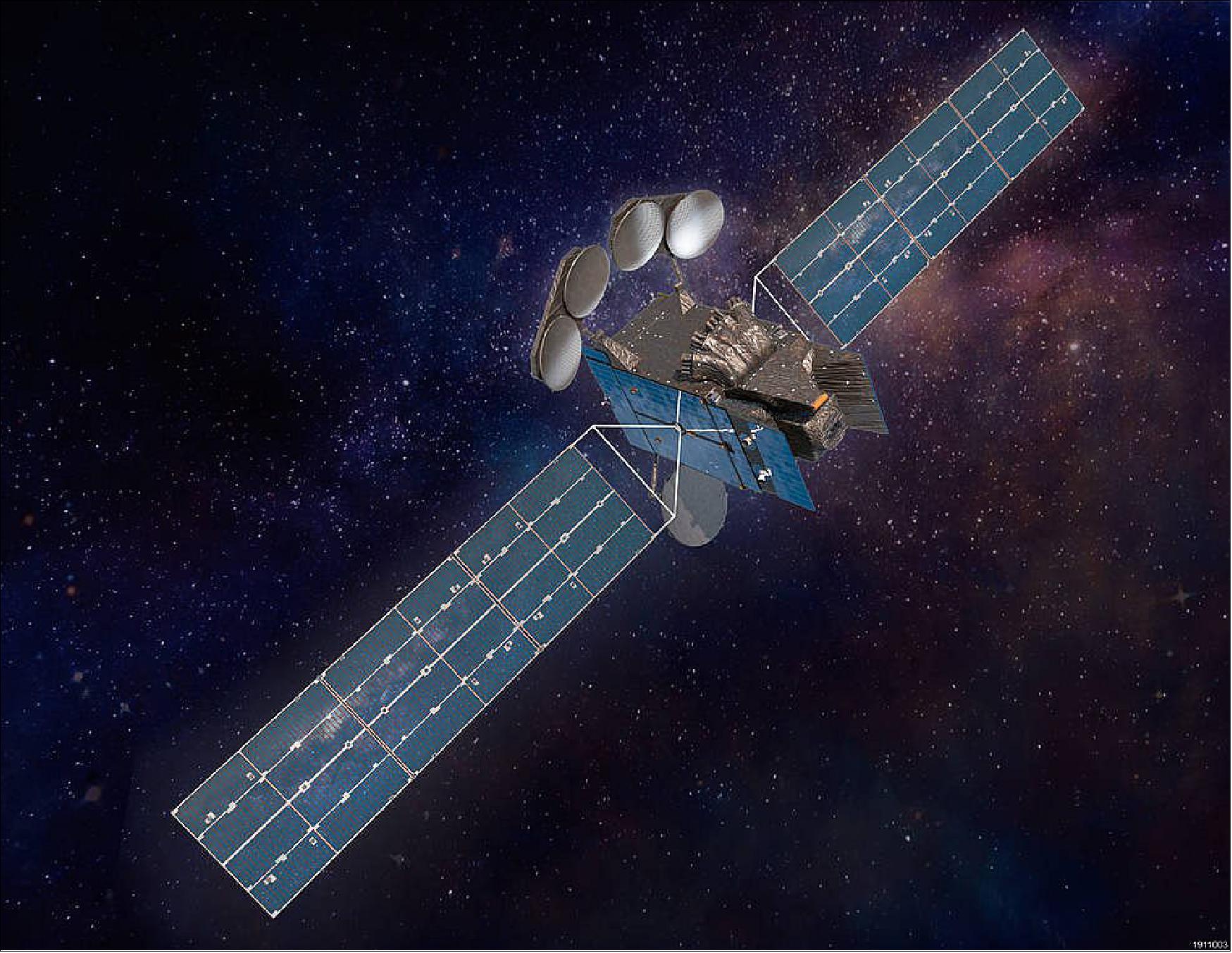 Figure 10: Artist's rendition of the Intelsat-40e spacecraft in orbit carrying the TEMPO instrument as a hosted payload (image credit: NASA)