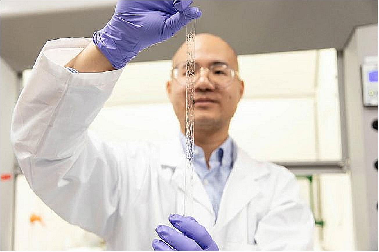 Figure 41: Super stretchy, transparent and self-powering, researchers Xinyu Liu (MIE) and Binbin Ying (MIE, pictured) believe their AISkin will lead to meaningful advancements in wearable electronics, personal health care, and robotics (image credit: Daria Perevezentsev)