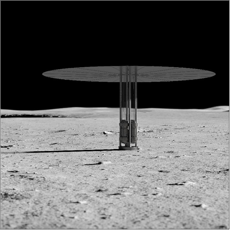 Figure 94: Artist's concept of new fission power system on the lunar surface (image credit: NASA)
