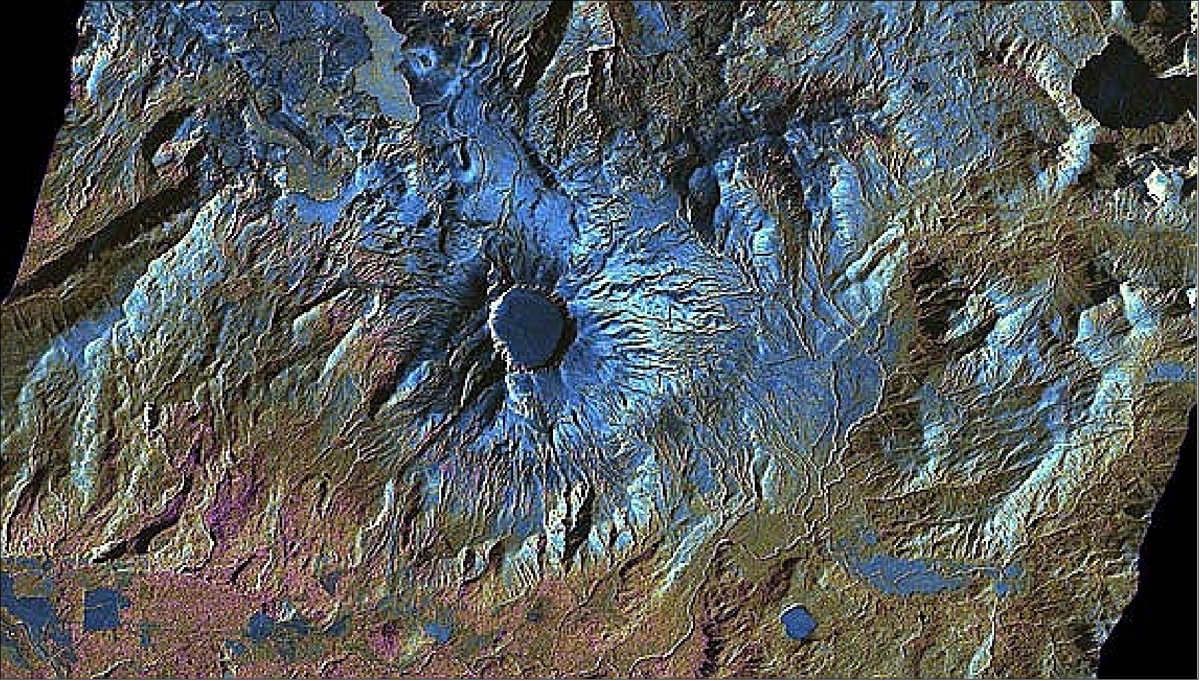 Figure 45: TerraSAR-X image of the Puyehue volcano in Chile on July 6, 2011, one month after its eruption (image credit: DLR)