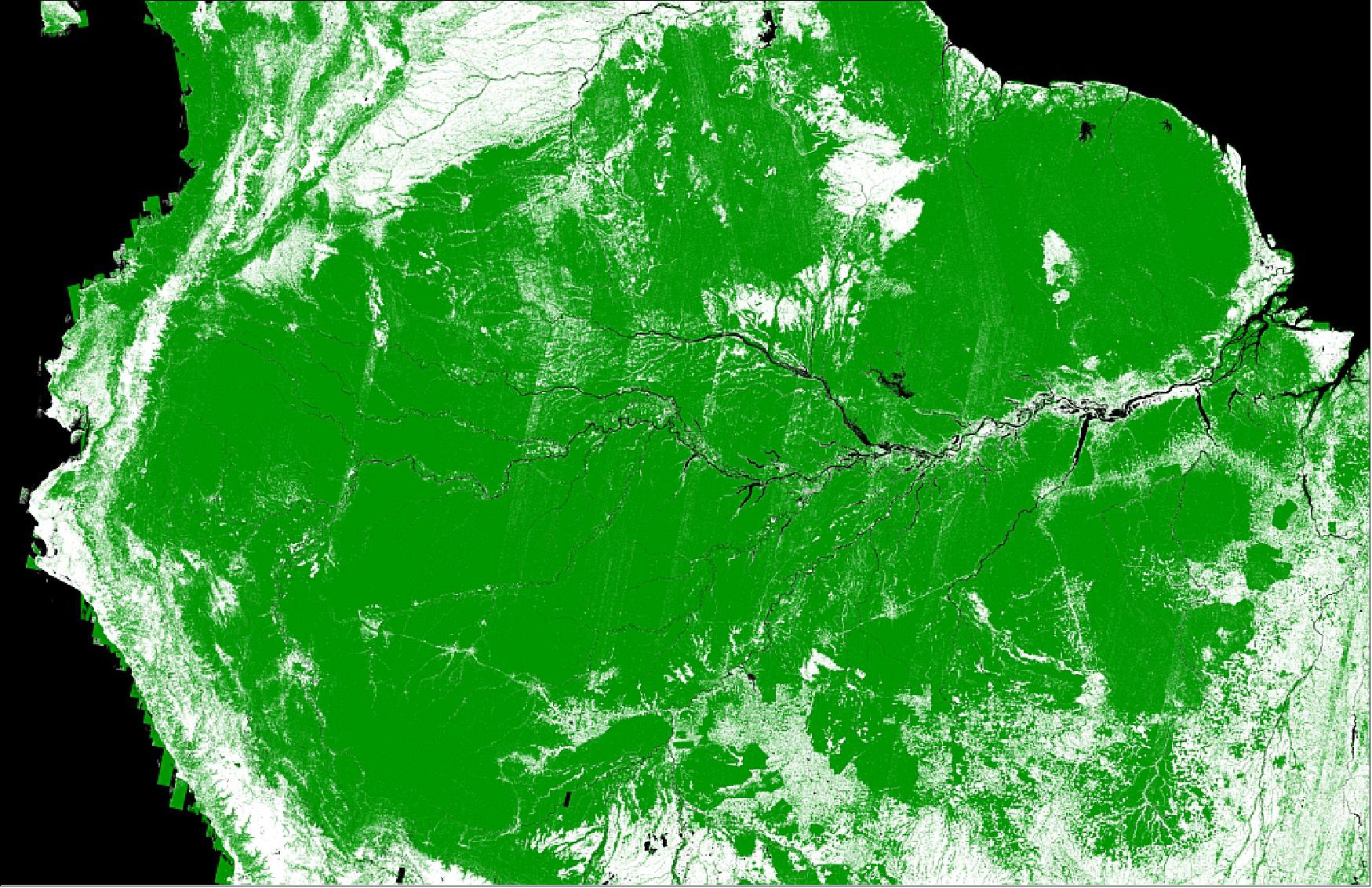 Figure 17: TanDEM-X Forest/Non-Forest Map example over the Amazon Rainforest (image credit: DLR)