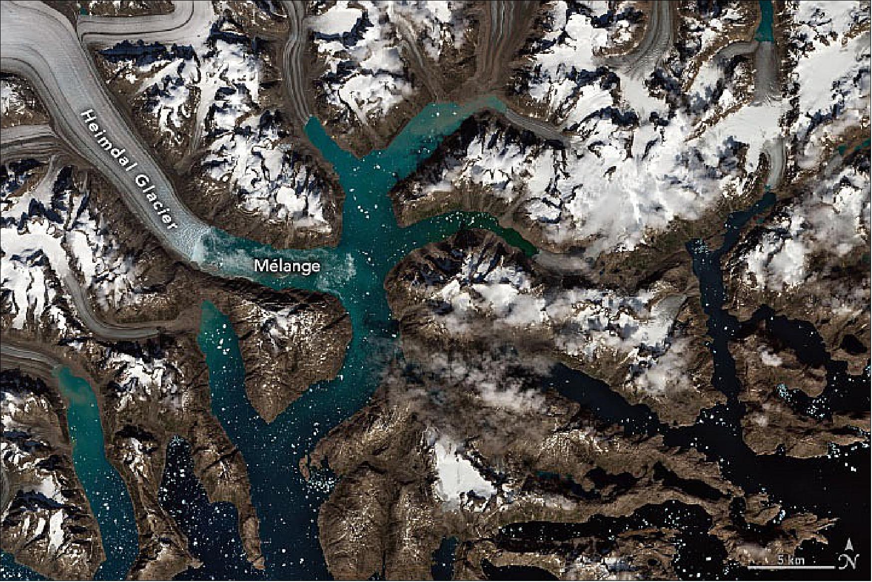 Figure 13: In August 2021, there was mostly mélange and open water,acquired with OLI on Landsat-8 (image credit: NASA Earth Observatory)