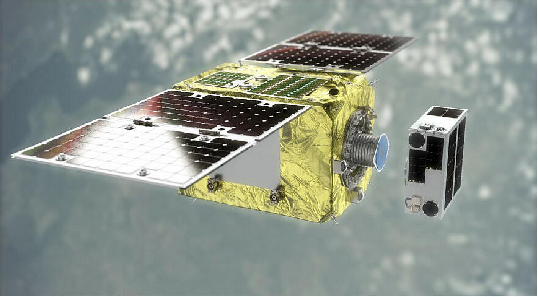 Figure 60: Artist rendering of Astroscale's End-of-Life Services by Astroscale demonstration (ELSA-d), image credit: Astroscale)