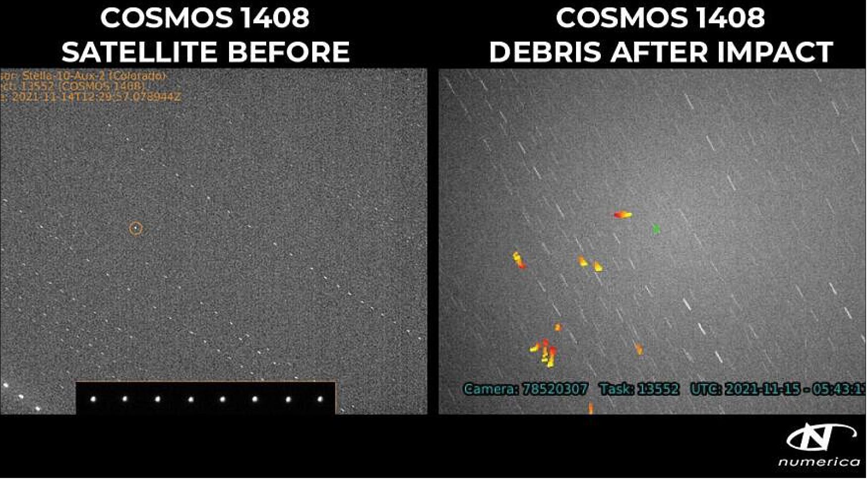 Figure 43: Numerica and Slingshot Aerospace produced these images of the resulting debris from the Russian missile that blew up Cosmos 1408 (image credit: Numerica, Slingshot)