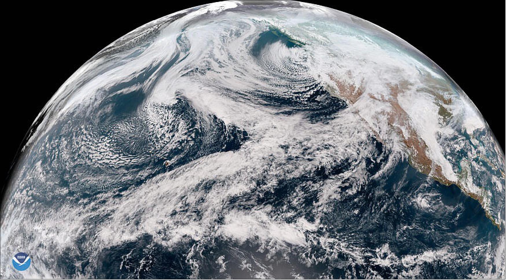 Figure 35: View of the northern hemisphere from the GOES-17 geostationary satellite operated by the National Oceanic and Atmospheric Administration (image credit: NOAA)