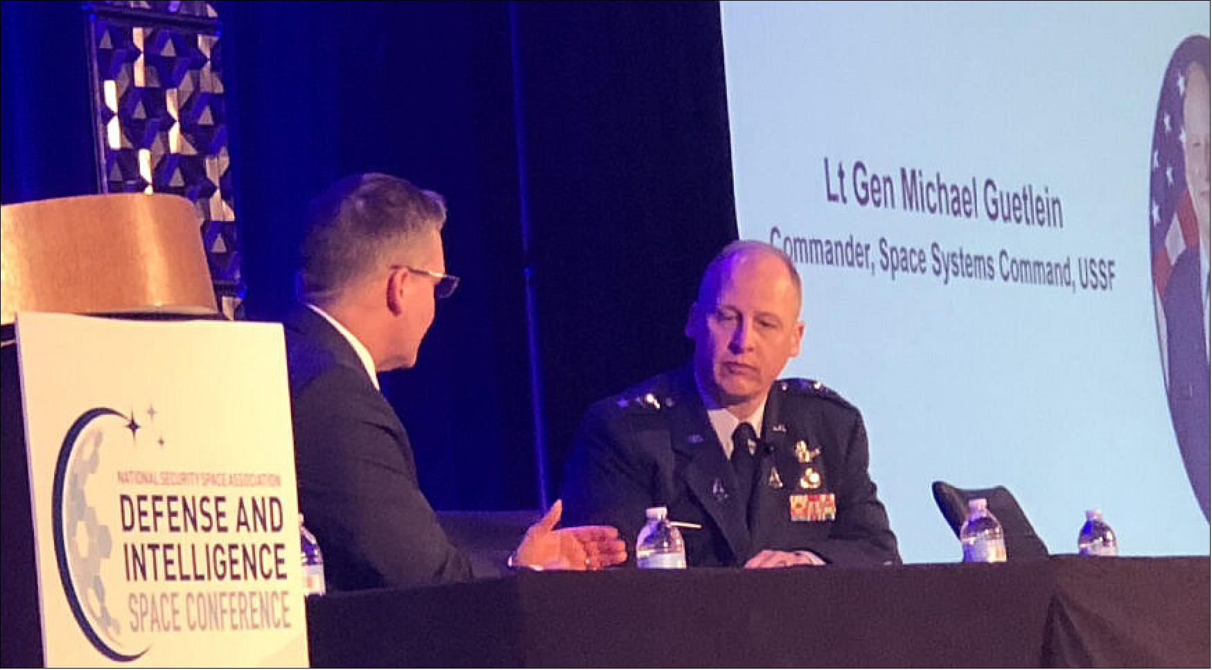 Figure 24: Lt. Gen. Michael Guetlein, commander of Space Systems Command, speaks Feb. 23, 2022, at the National Security Space Association's (NSSA) Defense and Intelligence Space Conference (image credit: NSSA)