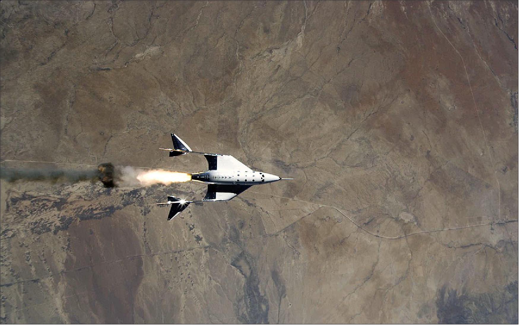 Figure 11: Start of SpaceShip Two spaceflight after being released from the WightKnight Two carrier aircraft at altitudes of >12 km (image credit: Virgin Galactic)