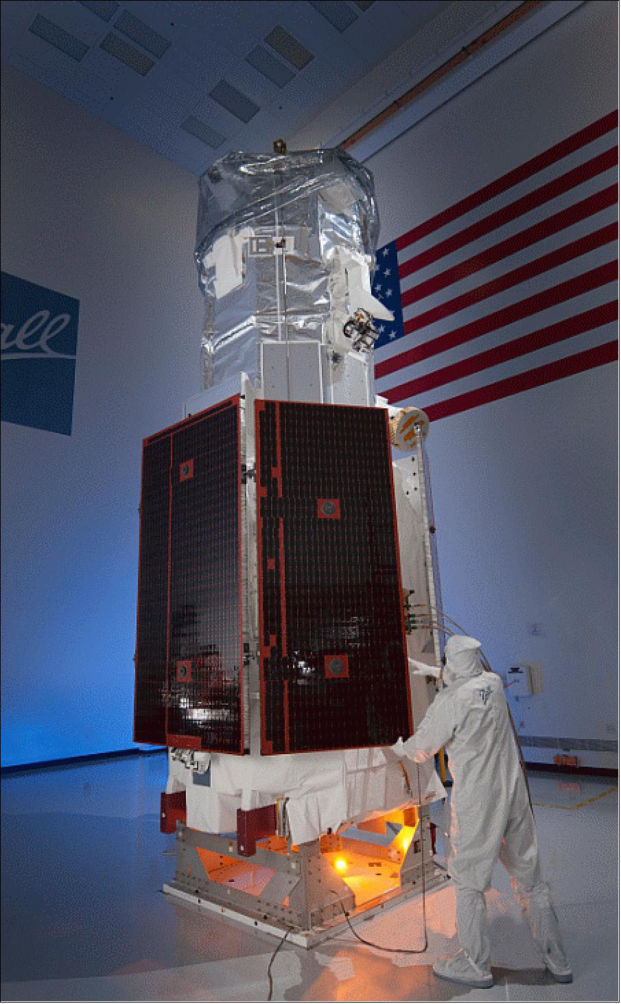 Figure 4: Photo of the WorldView-3 spacecraft at BATC prior to being shipped to VAFB, CA (image credit: BATC)